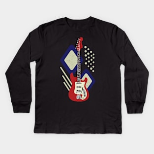 Rebel Rebel Guitar Pattern Kids Long Sleeve T-Shirt